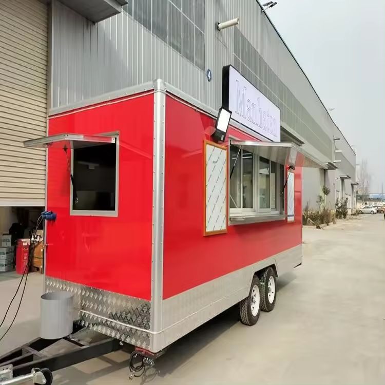 2024 New Mobile Modern Fast Food Vending Trailer Truck  Pink RED Black Yellow Green